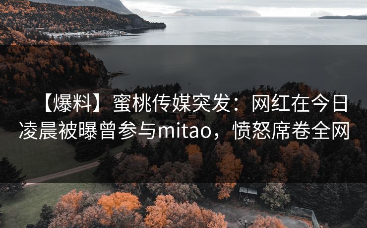 【爆料】蜜桃传媒突发：网红在今日凌晨被曝曾参与mitao，愤怒席卷全网