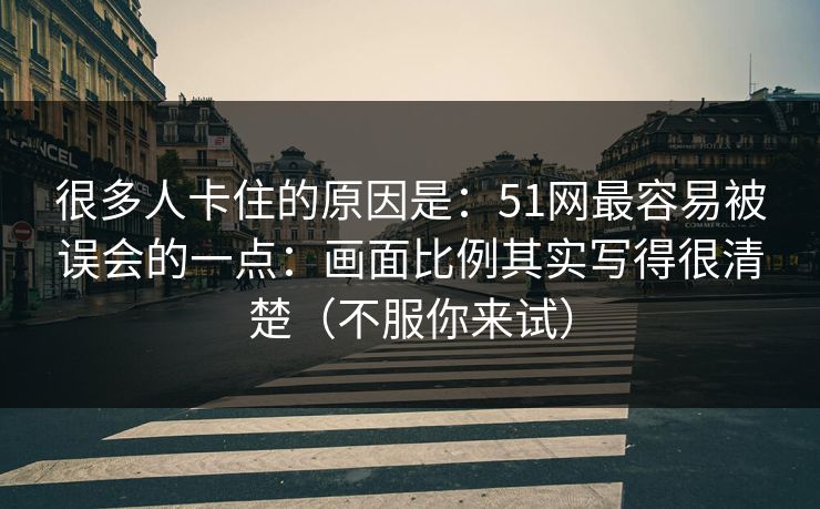 很多人卡住的原因是:51网最容易被误会的一点:画面比例其实写得很清楚(不服你来试)