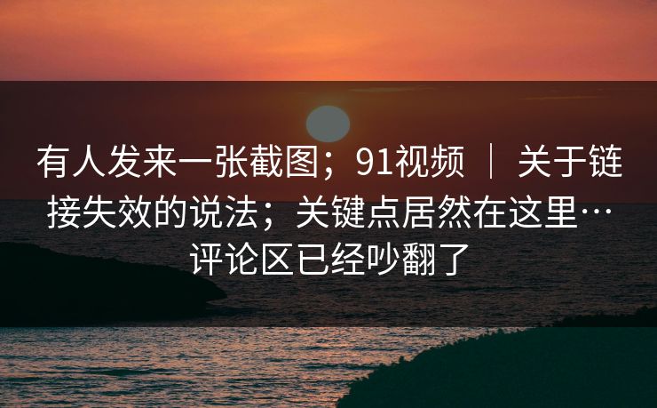 有人发来一张截图;91视频 | 关于链接失效的说法;关键点居然在这里…评论区已经吵翻了